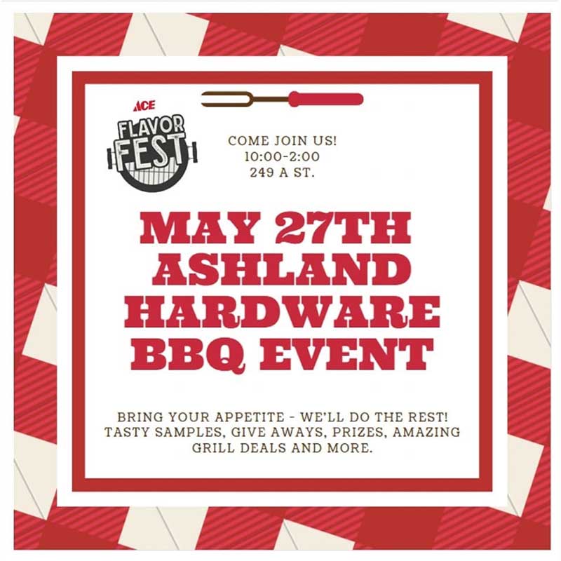 Ace Hardware Ashland BBQ Event flyer