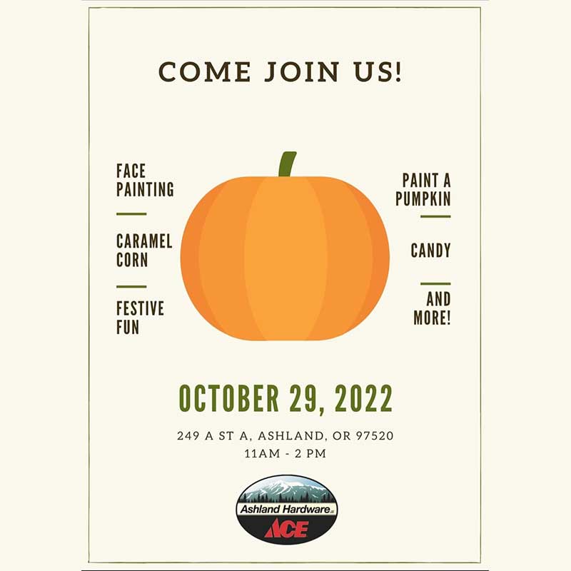 Ashland ACE Hardware Pumpkin Event Flyer